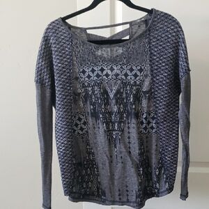 Stylish Gray Patterned Women's Top
